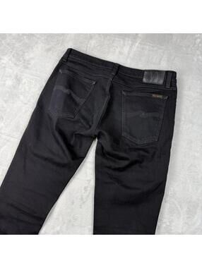 Nudie Organic Jeans Black Wash Slim Fit Denim Jeans Men34x30 Preppy Grunge Retro